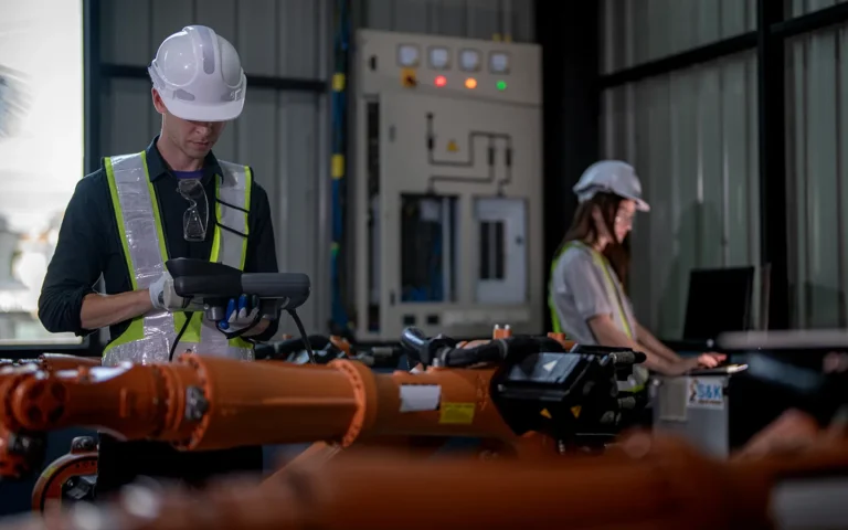 worker-works-at-heavy-machine-robot-arm